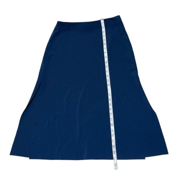 Akris Punto Navy Midi Skirt Size 6 – Stretchy Fabric with Side Slits - Picture 13 of 14